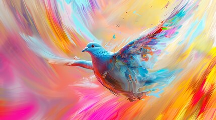 Abstract Dove Art - Colorful Painting Illustration Background

