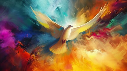 Abstract Dove Art - Colorful Painting Illustration Background

