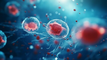 A Group of Red Blood Cells Floating in Water