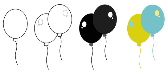 Balloons icon vector set isolated ontransparent background. Flying ballon with rope best for Birthday and carnival party. © Vector Elements