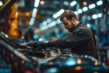 Man working in modern car factory
