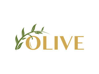 Trendy olive oil with branch logo vector illustration 