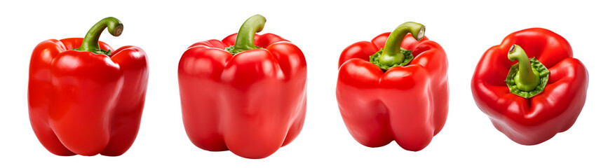 Red bell pepper cut isolated on transparent background cutout, PNG file.	
	
