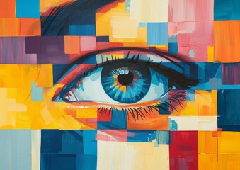 Vibrant strokes of acrylic paint come together to create a captivating modern art masterpiece,...