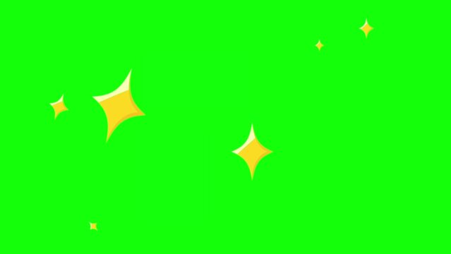Glowing Stars Flashing Randomly With Green Screen Background