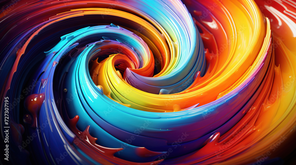 Poster Abstract background with swirl of colors twisting in motion in vivid color vortex