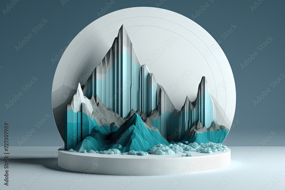 Poster abstract business graph in mountain style. data bars concept element for business