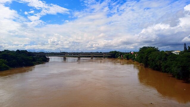 Wide river with dirty water