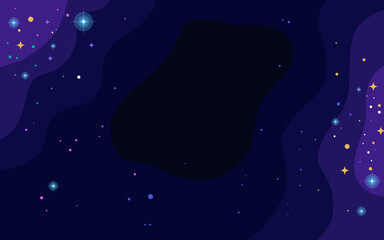 Vector space background . Cute flat style template with Stars in Outer space