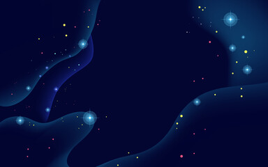 Vector space background . Cute flat style template with Stars in Outer space