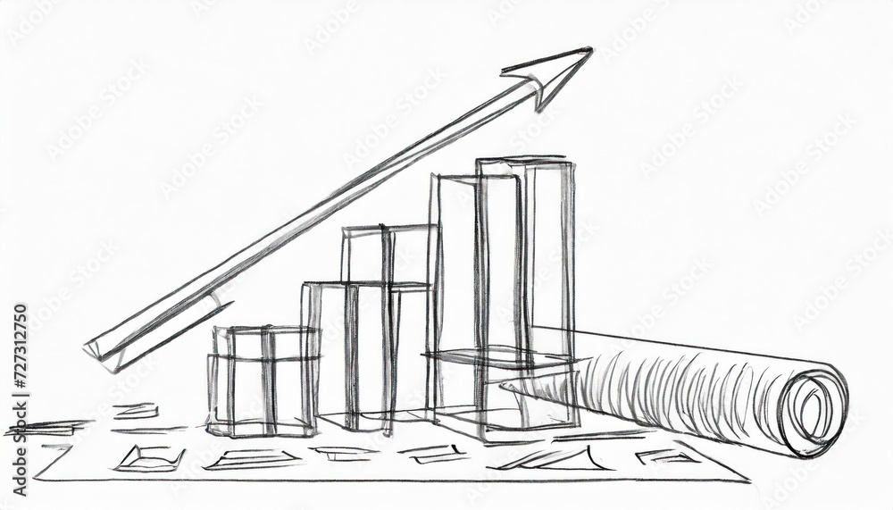 Wall mural business growth drawing concept.