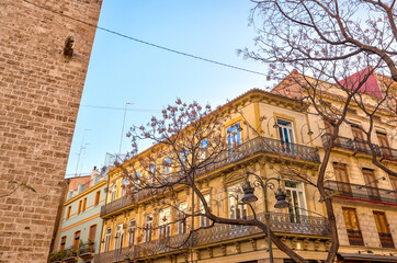 Valencia, Spain - January 1, 2024: Iconic Spanish architecture and sights on the streets of Valencia, Spain
