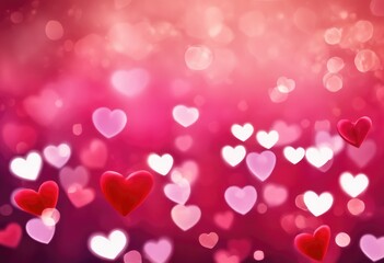 Romantic pink heart bokeh background