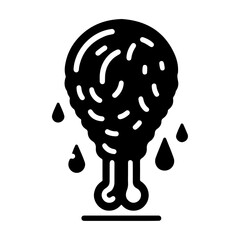 fried hot chicken leg pcs vector icon silhouette, clipart, symbol, black color silhouette