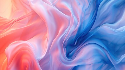 Fototapeta premium Abstract coral blue pastel fluid texture wave background with its soothing hues. 