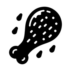 fried hot chicken leg pcs vector icon silhouette, clipart, symbol, black color silhouette