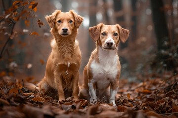 two dogs in the forest