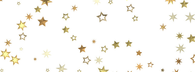 Obraz na płótnie Canvas Gleaming Celestial Display: 3D Gold Stars Rain Illustration Mesmerizes