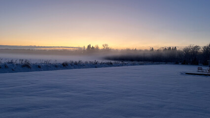 winter morning in a village field