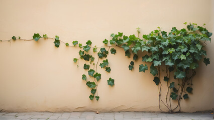 An old Wall Dressed in Hanging Green Leaves, a Captivating Symphony of Nature's Grace