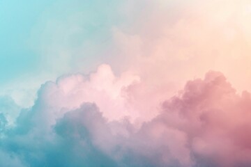 Fototapeta na wymiar Soft pastel clouds background. Dreamy cotton candy sky. Design for wallpaper, backdrop, banner. Abstract beautiful sky.