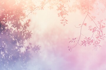 Blurred floral silhouette with a pastel gradient background. Romantic design for greeting card or wedding invitation. Spring nature beauty