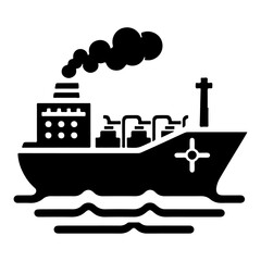International shipping tanker ship under round shape logo vector icon