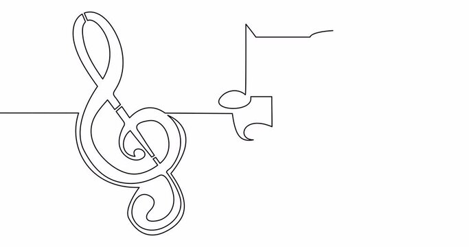 Self drawing line animation abstract music notes continuous one single line drawn concept video