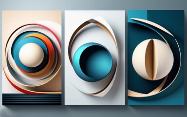Triptych featuring abstract artworks