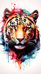 Behold the majestic giant tiger in a vibrant sticker&mdash;king of the jungle, its colorful presence evoking both awe and a touch of terribleness in this captivating image.