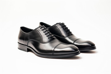 black leather shoes, AI Generative.