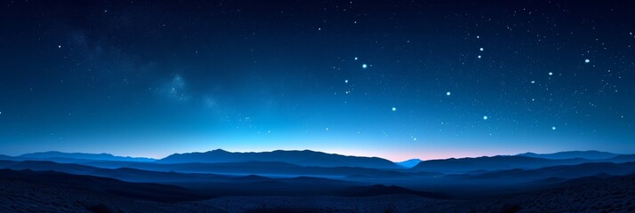 Desert Scenery at Night: A Starry Blue Gradient Sky.