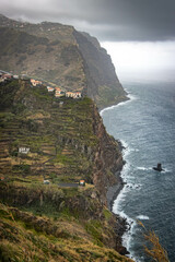 Fototapeta na wymiar viewpoint near ponta do sol, madeira, south coast, cliffs, winding roads, ocean, portugal, miradouro