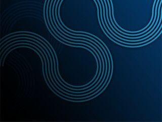 Fototapeta premium Abstract glowing circle lines on dark blue background. Geometric stripe line art design. Modern blue lines