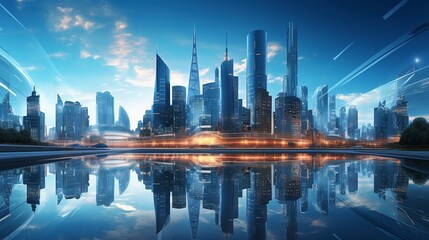 Naklejka premium Reflections of Tomorrow: Futuristic Cityscapes
