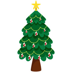 christmas tree with beautiful decorations vector illustration