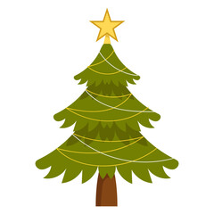 christmas tree with beautiful decorations vector illustration