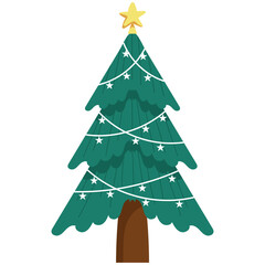 christmas tree with beautiful decorations vector illustration