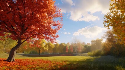 Autumn Landscape in the Park - Beautiful Autumn Scene

