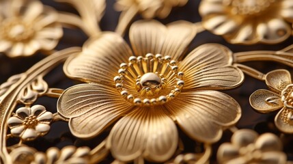 Intricate golden filigree patterns reminiscent of delicate jewelry, showcasing exquisite craftsmanship.