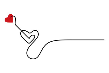 Continuous line drawing of heart. Heart line art banner background. Vector concept. Creative ideas. Doodle vector illustration