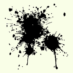 Obraz premium Paint splashes black silhouette. Ink splatter style and vector illustration