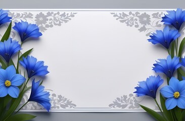 frame with blue flowers