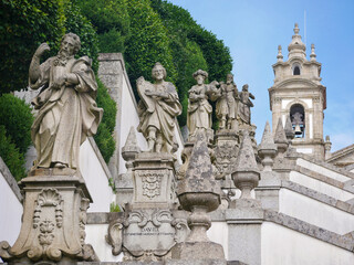 Fototapeta premium Sculptures on the stairs leading to Bom Jesus do Monte church