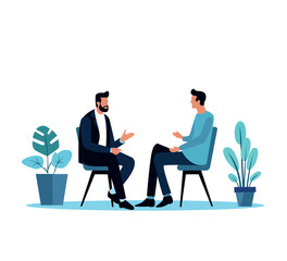 man are talking flat character illustration
