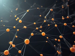 Abstract technology background with connecting dots and lines 3D Rendering Abstract polygonal  science background with interconnected dots and lines Ai generated'