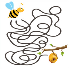 Vector image of the maze - help me find the way. A game for the development of children's creativity and imagination.