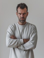 Man angry at minimalist outfit