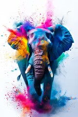 Animal and holi powder explosion of colours