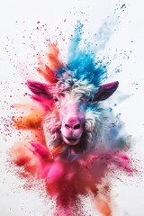 Animal and holi powder explosion of colours